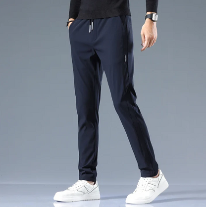 Men’s Slim Straight Cotton Blend Trousers
