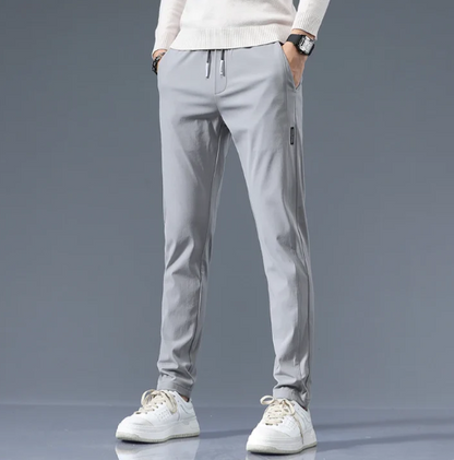 Men’s Slim Straight Cotton Blend Trousers