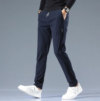 Men’s Slim Straight Cotton Blend Trousers