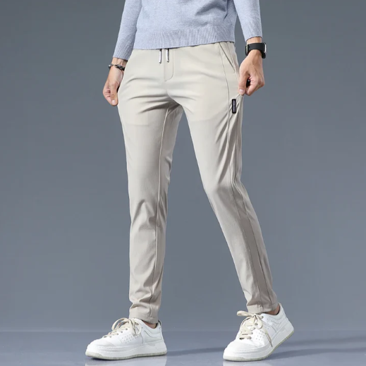Men’s Slim Straight Cotton Blend Trousers