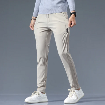Men’s Slim Straight Cotton Blend Trousers