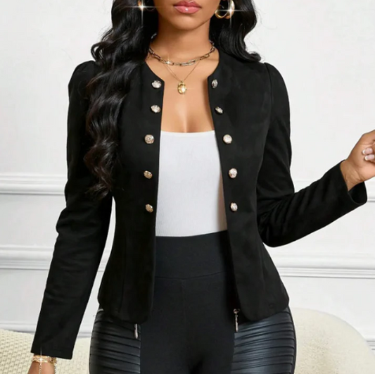 Women’s Faux Suede Button Detail Jacket