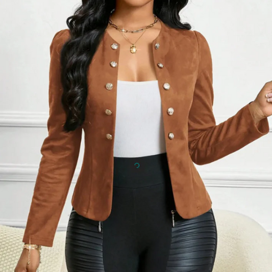 Women’s Faux Suede Button Detail Jacket