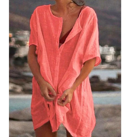 Women’s Loose Fit Short Sleeve Solid Colour Blouse