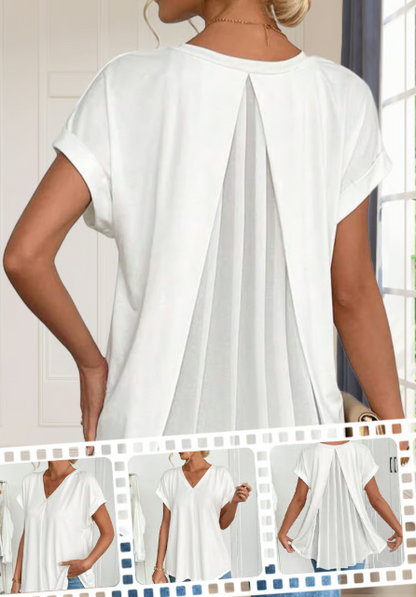 Women’s Textured Back Detail V-Neck Casual T-Shirt