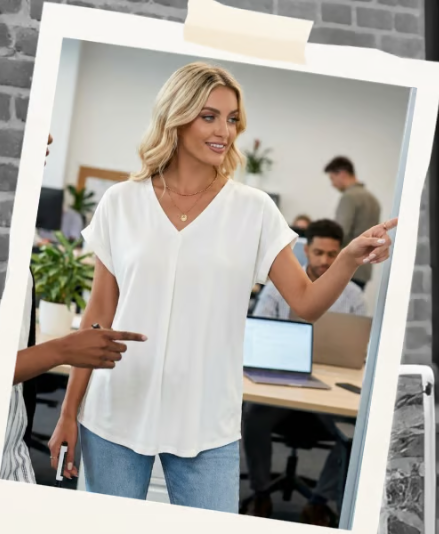 Women’s Textured Back Detail V-Neck Casual T-Shirt