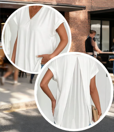 Women’s Textured Back Detail V-Neck Casual T-Shirt