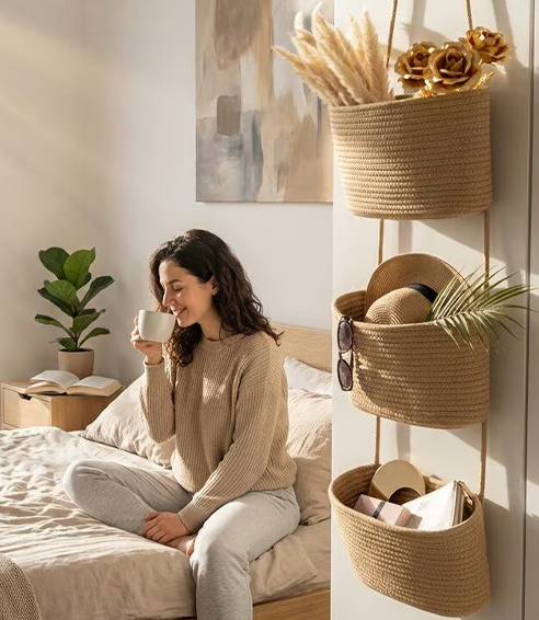 3-Tier Hanging Door Storage Organiser Basket