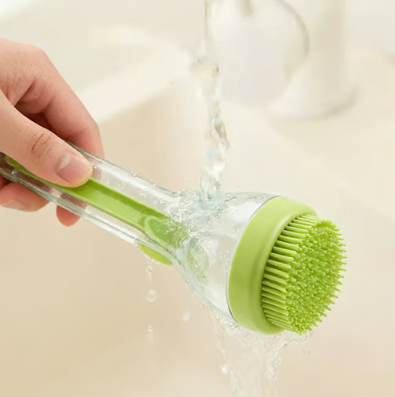 Pet Bath Brush with Shampoo Dispenser & Soft Massage Bristles