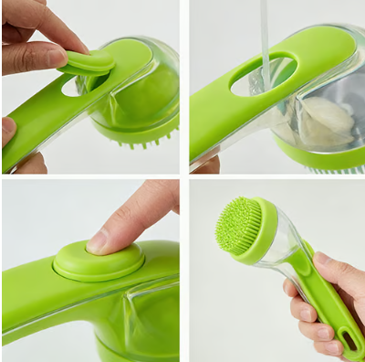 Pet Bath Brush with Shampoo Dispenser & Soft Massage Bristles