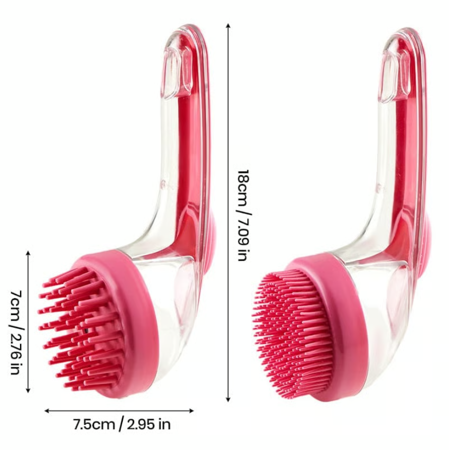 Pet Bath Brush with Shampoo Dispenser & Soft Massage Bristles