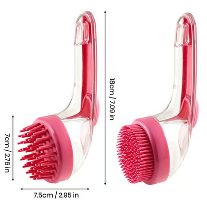 Pet Bath Brush with Shampoo Dispenser & Soft Massage Bristles