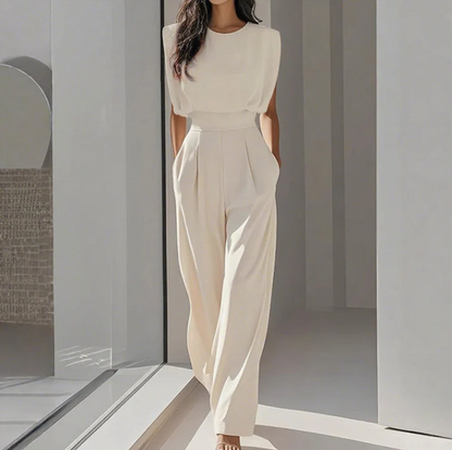 Women’s Wide-Leg Sleeveless Jumpsuit with Pockets