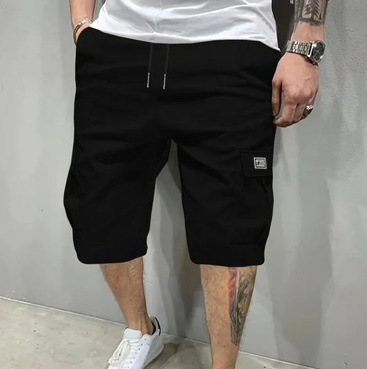 Men’s Drawstring Cargo Shorts with Multi-Pocket Design