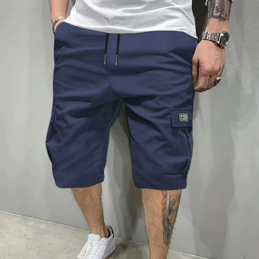 Men’s Drawstring Cargo Shorts with Multi-Pocket Design