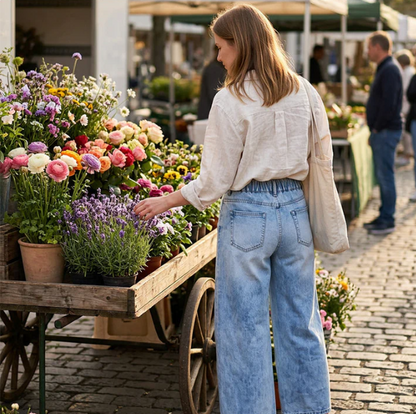 Women's Wide-Leg Patch Pocket Jeans