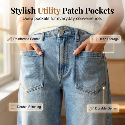 Women's Wide-Leg Patch Pocket Jeans
