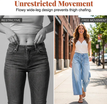 Women's Wide-Leg Patch Pocket Jeans