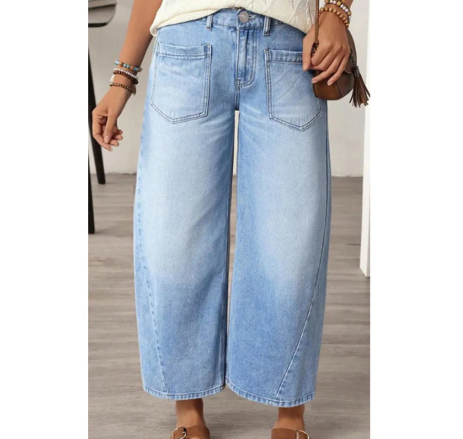 Women's Wide-Leg Patch Pocket Jeans