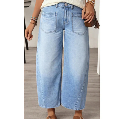 Women's Wide-Leg Patch Pocket Jeans