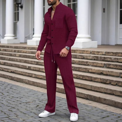 Men’s Textured Two-Piece Set