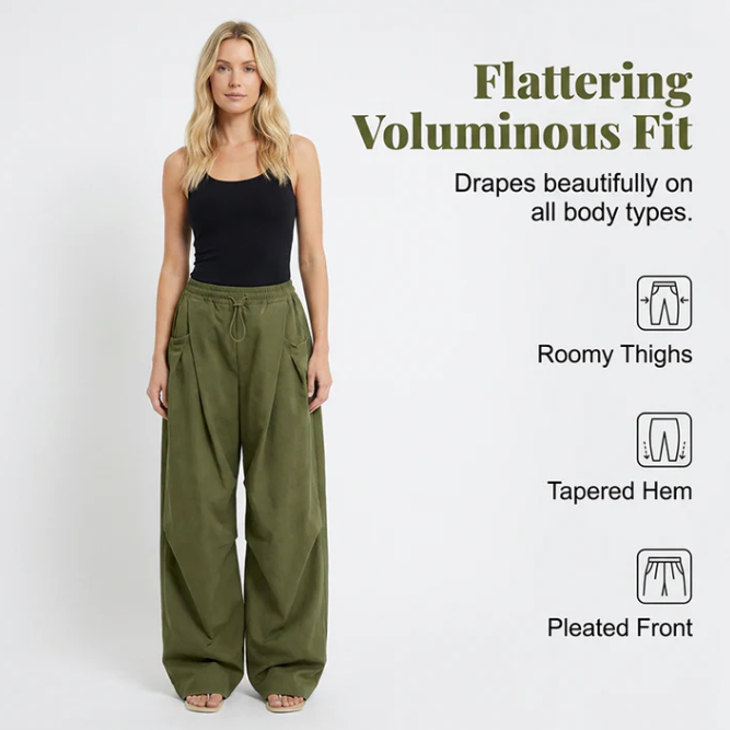 Women's Pleated Wide-Leg Trousers