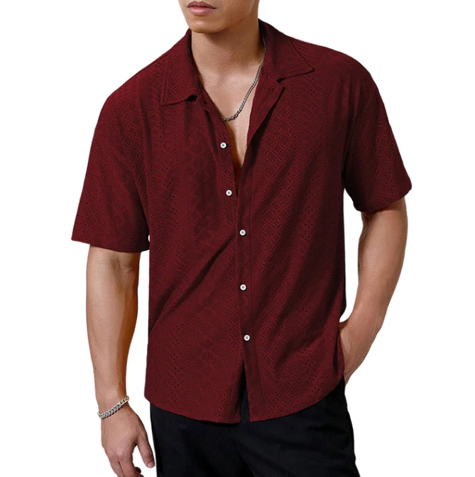 Men's Textured Short-Sleeve Shirt