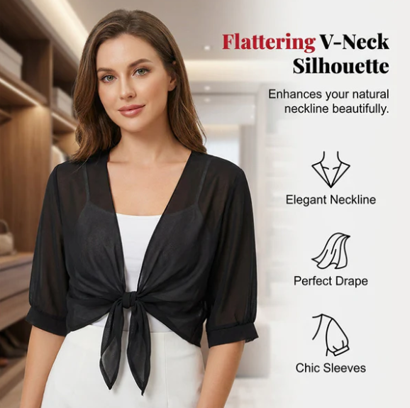 Women's Sheer Tie-Front Top