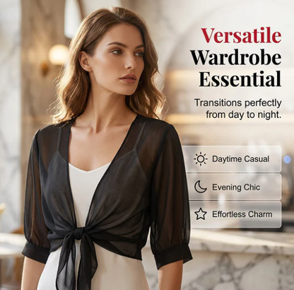 Women's Sheer Tie-Front Top