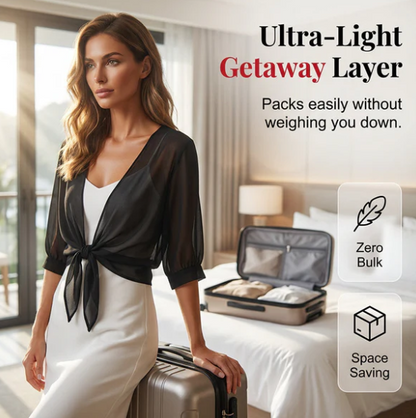 Women's Sheer Tie-Front Top