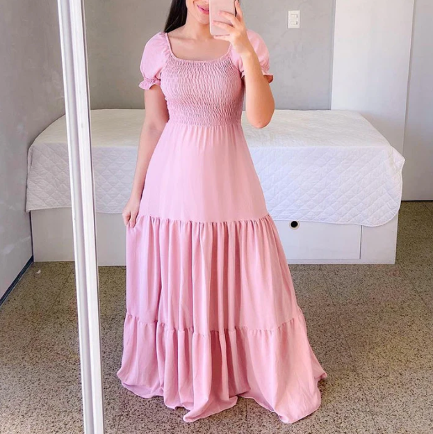 Women's Smocked Tiered Maxi Dress