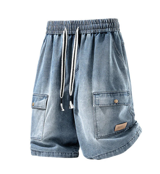 Men's Loose-Fit Denim Cargo Shorts