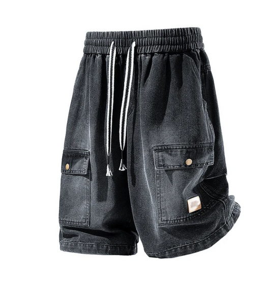 Men's Loose-Fit Denim Cargo Shorts