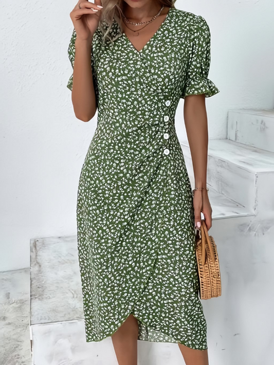 Women's Floral V-Neck Midi Dress