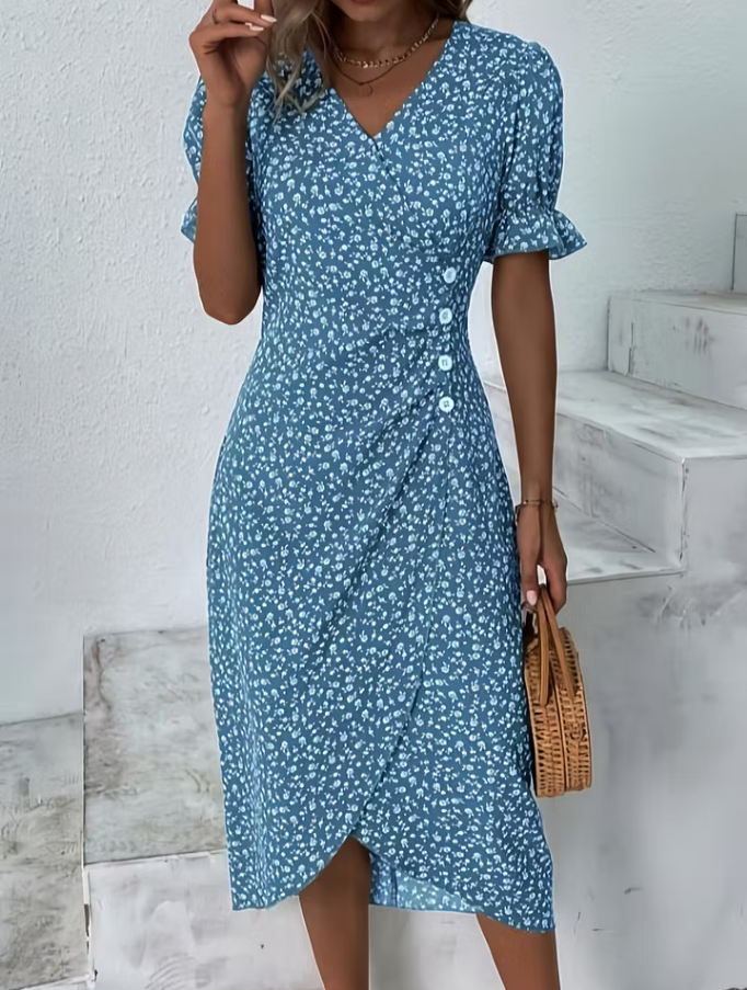 Women's Floral V-Neck Midi Dress