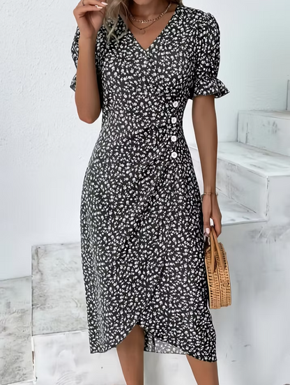 Women's Floral V-Neck Midi Dress