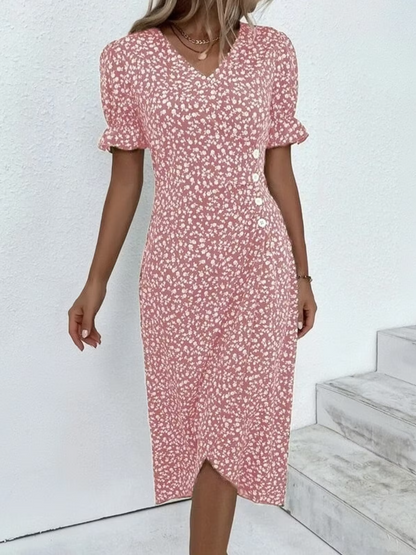 Women's Floral V-Neck Midi Dress