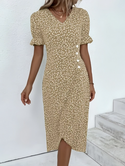 Women's Floral V-Neck Midi Dress