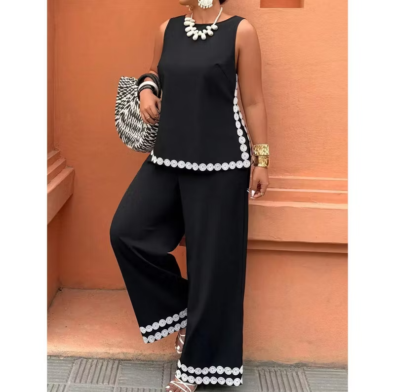 Women's Sleeveless Top and Wide-Leg Trouser Set