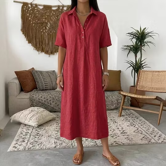 Women's Relaxed Midi Shirt Dress