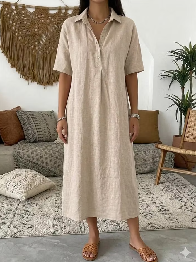 Women's Relaxed Midi Shirt Dress