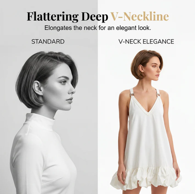 Women's V-Neck Bubble-Hem Dress