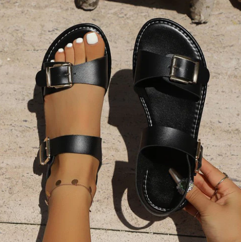 Women's Double-Buckle Flat Sandals