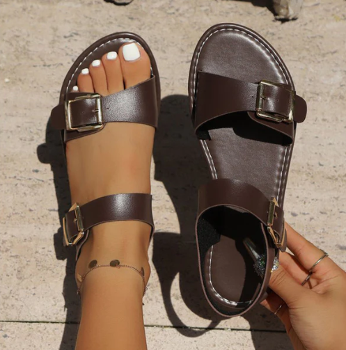 Women's Double-Buckle Flat Sandals