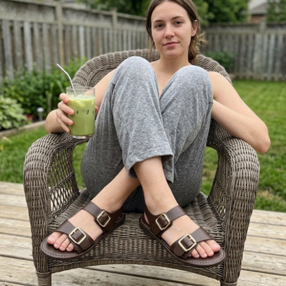 Women's Double-Buckle Flat Sandals