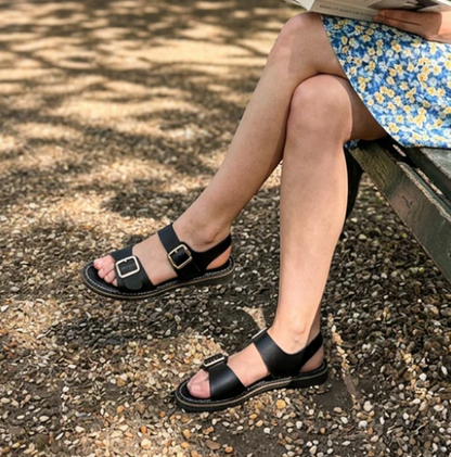 Women's Double-Buckle Flat Sandals
