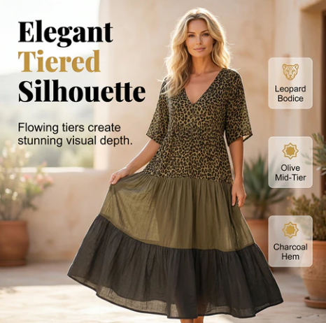 Women's Leopard-Print Tiered Maxi Dress