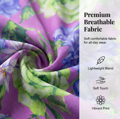Women's Printed V-Neck Frill-Hem Dress