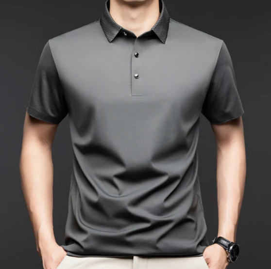 Men's Collared Button-Front Polo Shirt