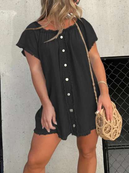 Women's Off-Shoulder Denim-Look Dress